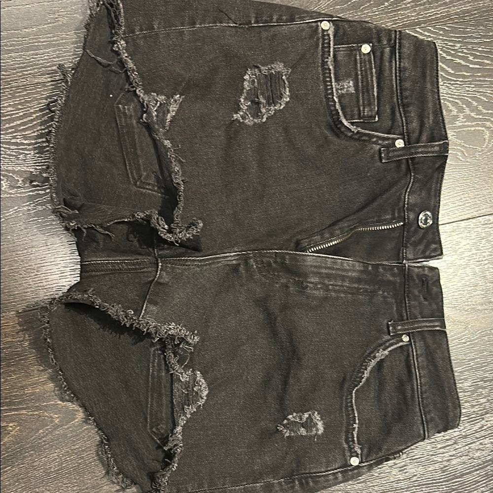 Mavi Black Distressed Women Shorts